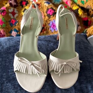 Chic Cream Fringe Heels